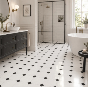 Керамогранит El Molino Betera Black-White Satin (33,3x33,3) матовый Октагон